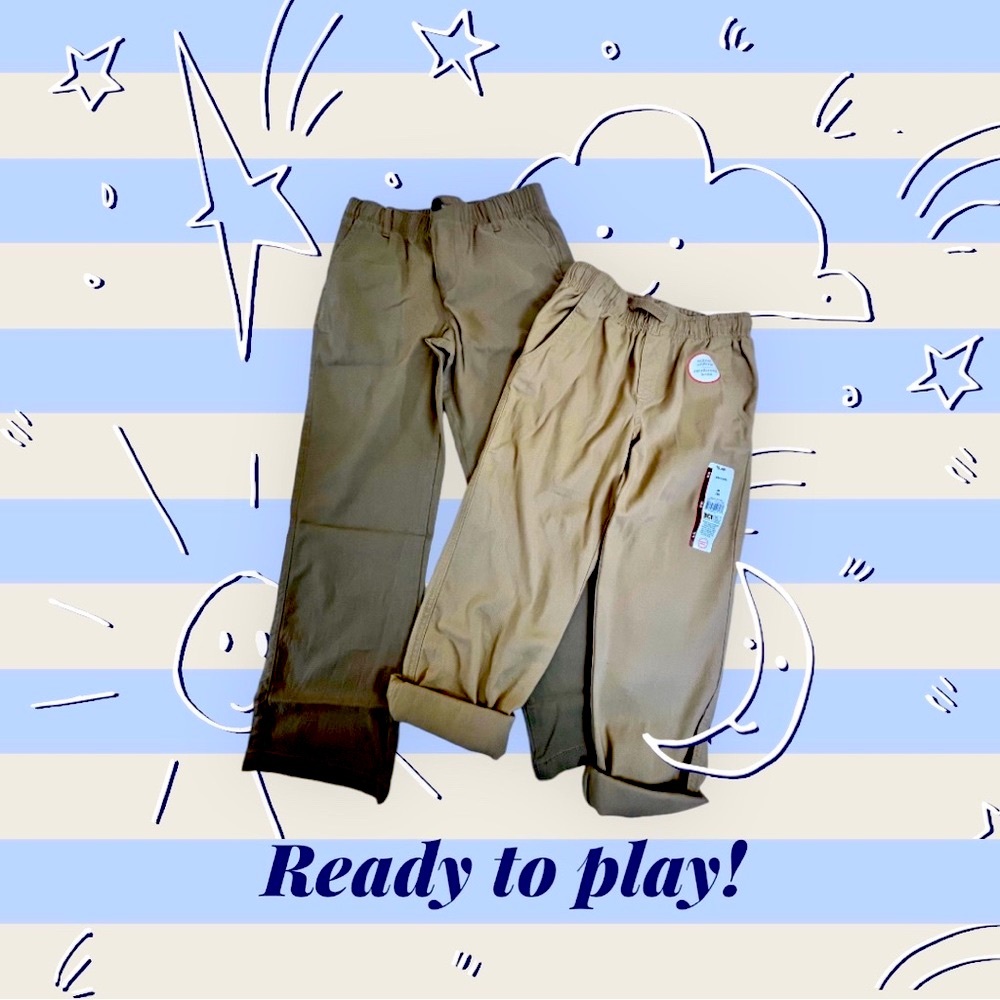 2for1 NEW BOYS KHAKI PLAY PANTS SIZE 8 Husky
